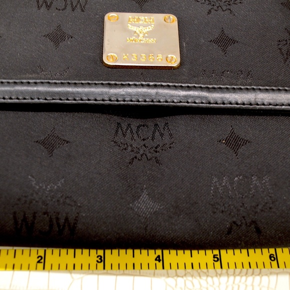 MCM Visetos Mini Flap Chain Crossbody Black Canvas Leather Bag. (Pre-Loved). - Picture 9 of 10